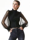 AVIVA SMOCKED BLOUSE-Black-ALICE + OLIVIA
