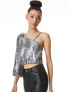 LUCINDA SEQUIN ASYMMETRICAL TOP-ALICE + OLIVIA