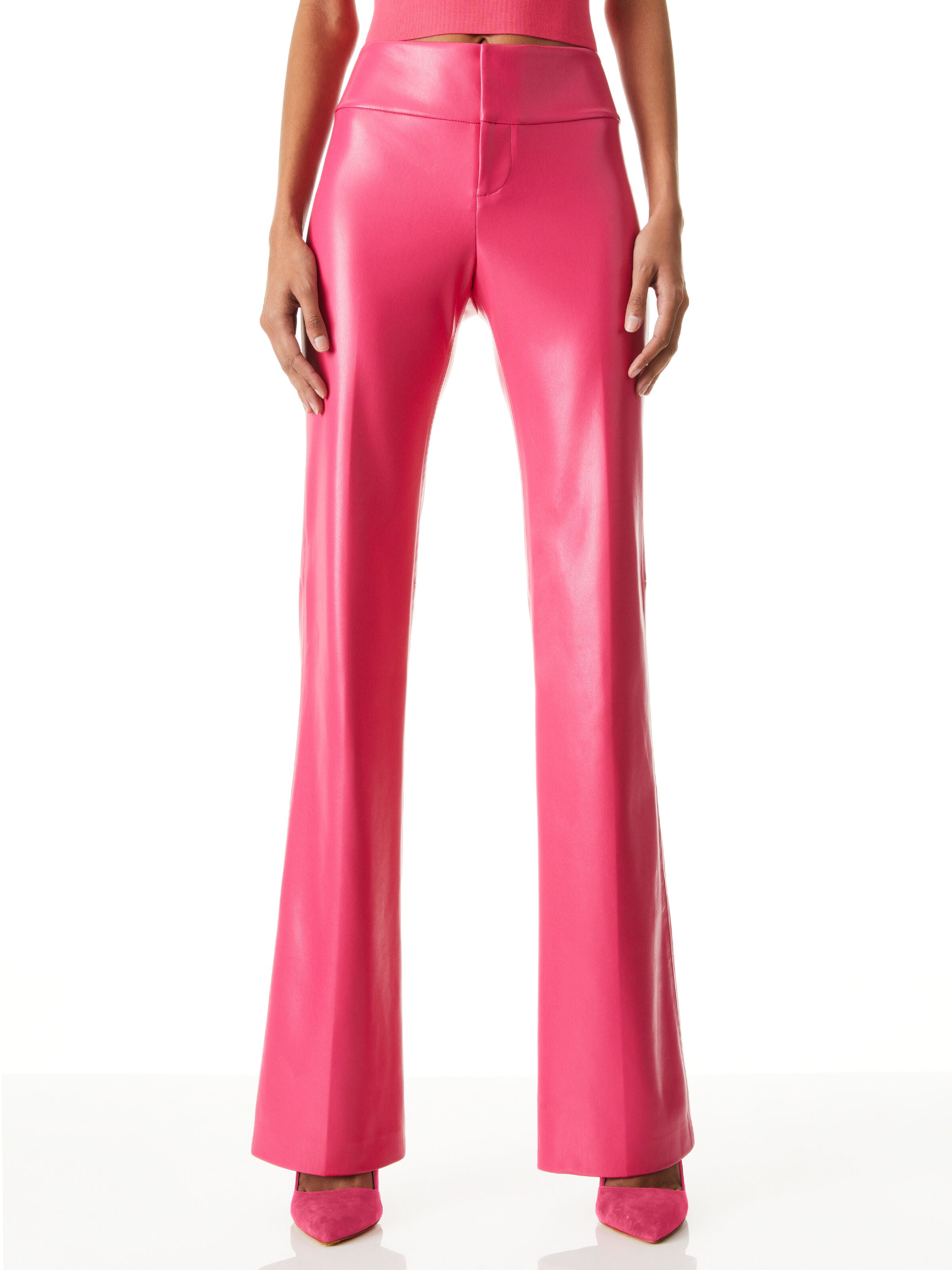 OLIVIA VEGAN LEATHER BOOTCUT PANT-ALICE + OLIVIA