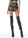 HERA METALLIC HIGH WAIST SHORT-BLACK/LIGHT GOLD-ALICE + OLIVIA