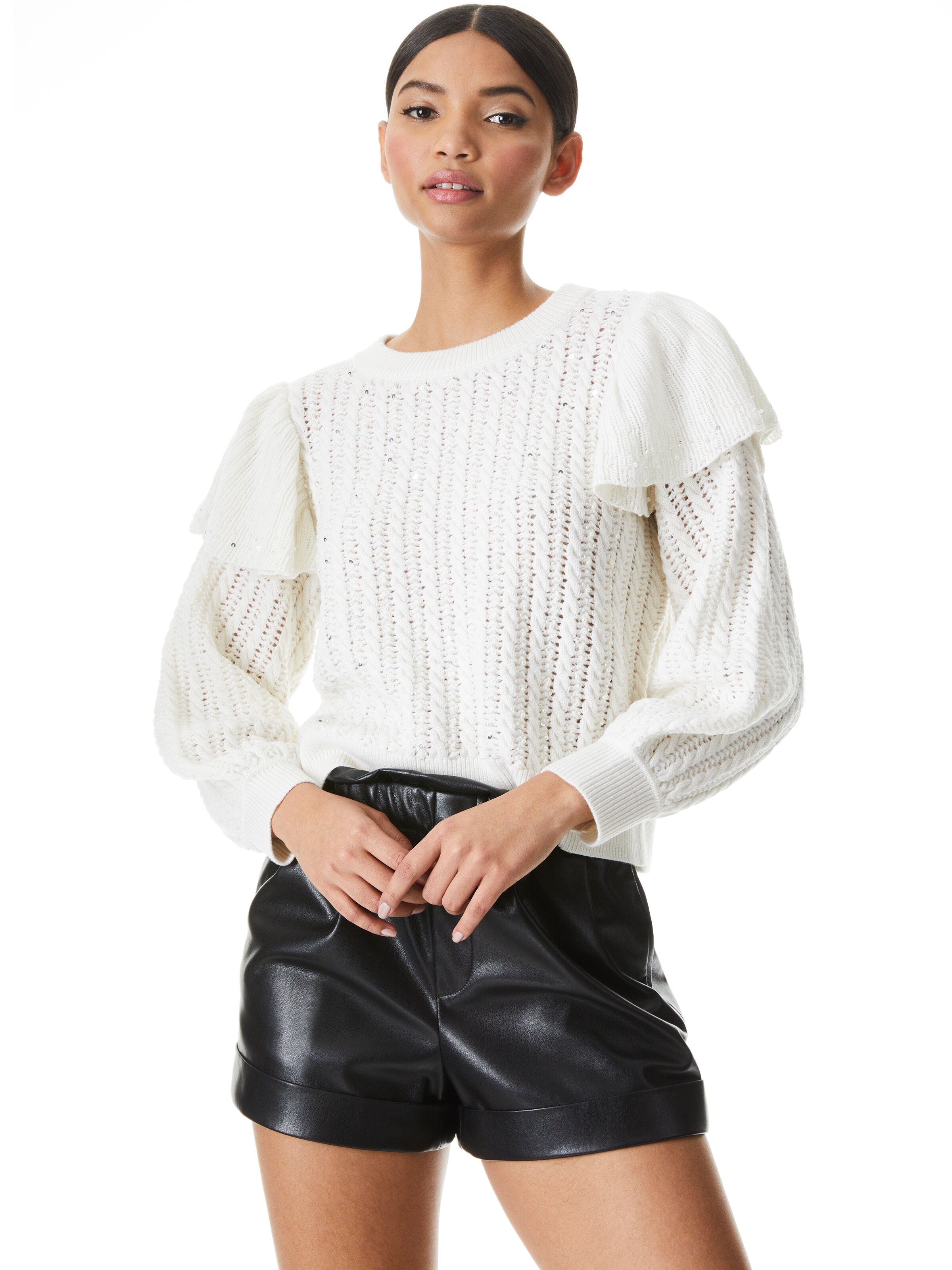 ROSI RUFFLE SLEEVE SWEATER-ALICE + OLIVIA