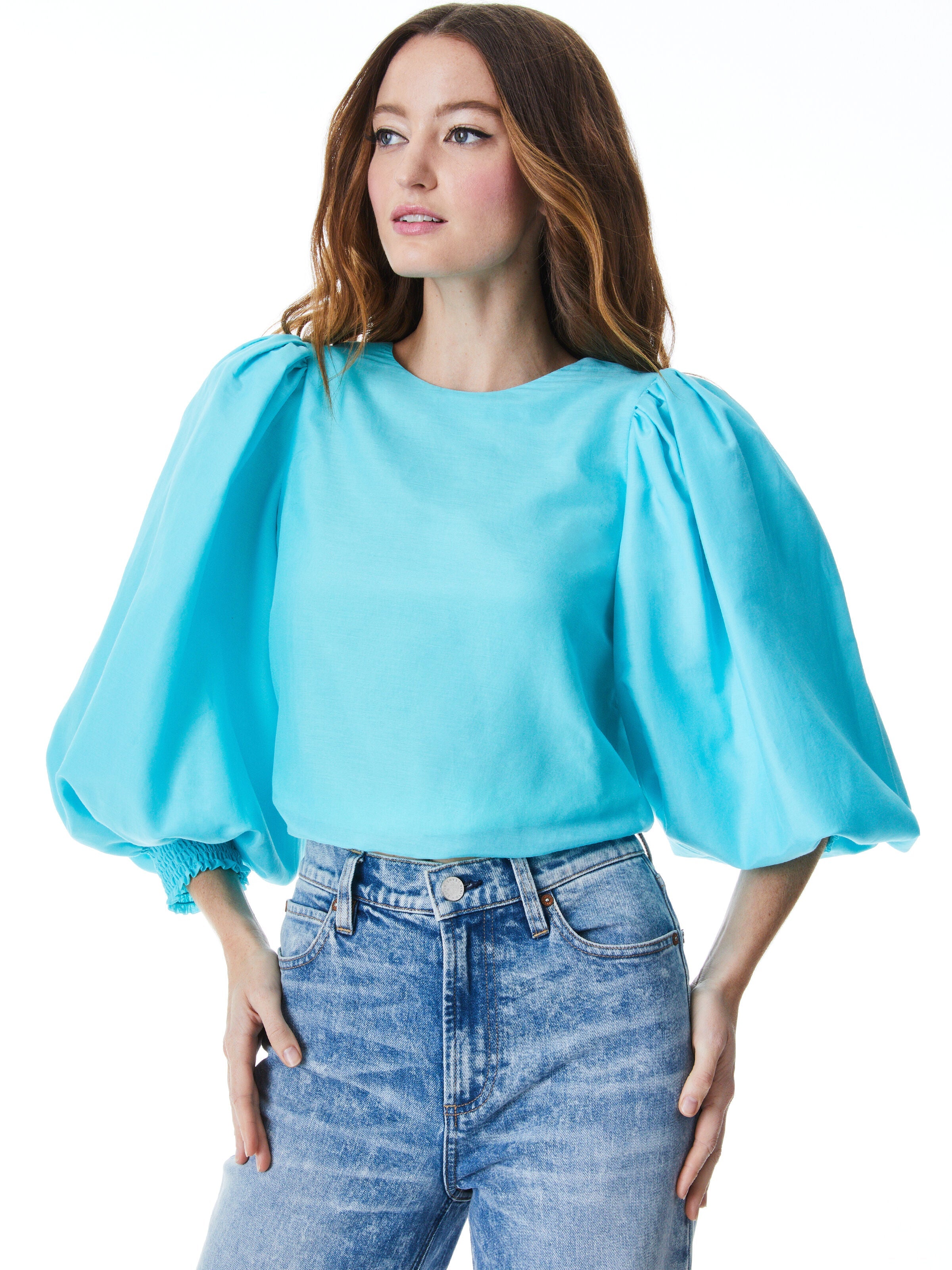 SHONDRA PLTD SLV CRPD BLSN TOP-ALICE + OLIVIA