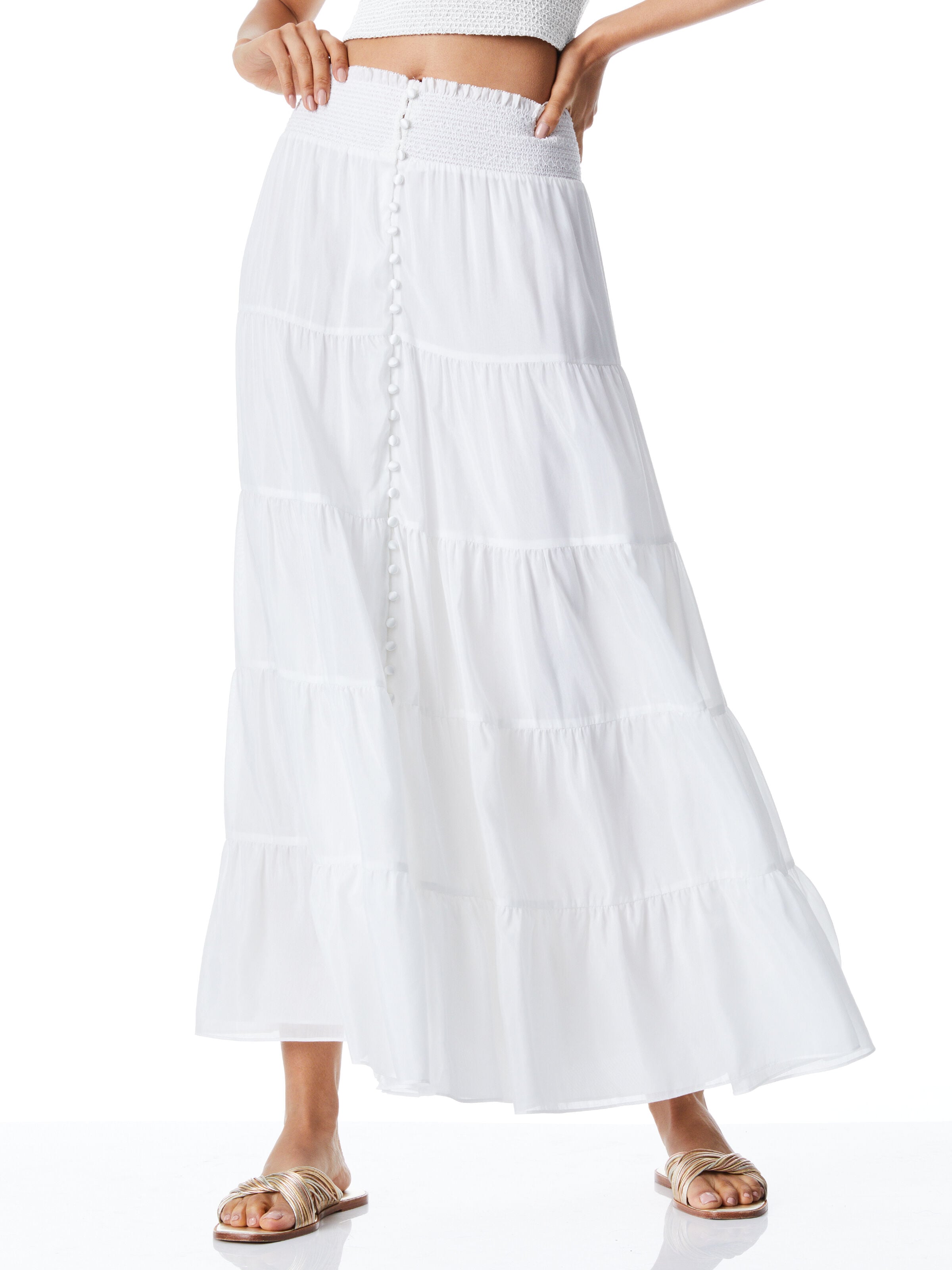 AISHA BUTTON FRONT MAXI SKIRT-ALICE + OLIVIA