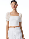 ELIANA SMOCKED CROP TOP-ALICE + OLIVIA