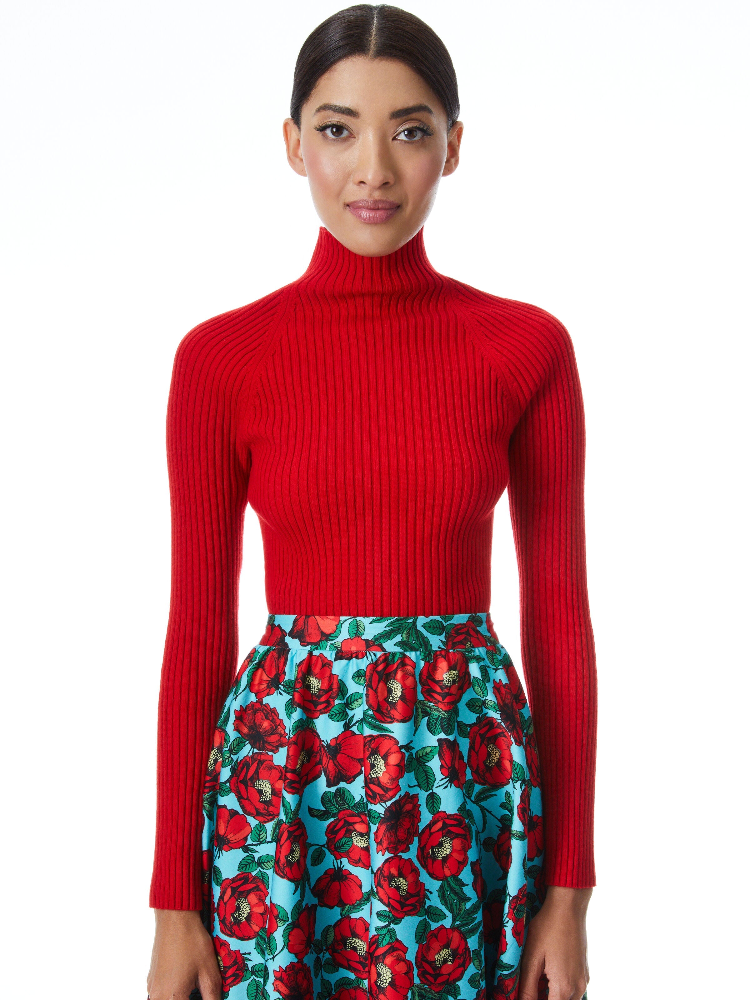 IRENA MOCK NECK CROPPED PULLOVER-ALICE + OLIVIA