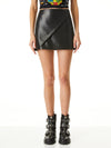 DASIA VEGAN LEATHER ASYMMETRIC MINI SKIRT-ALICE + OLIVIA