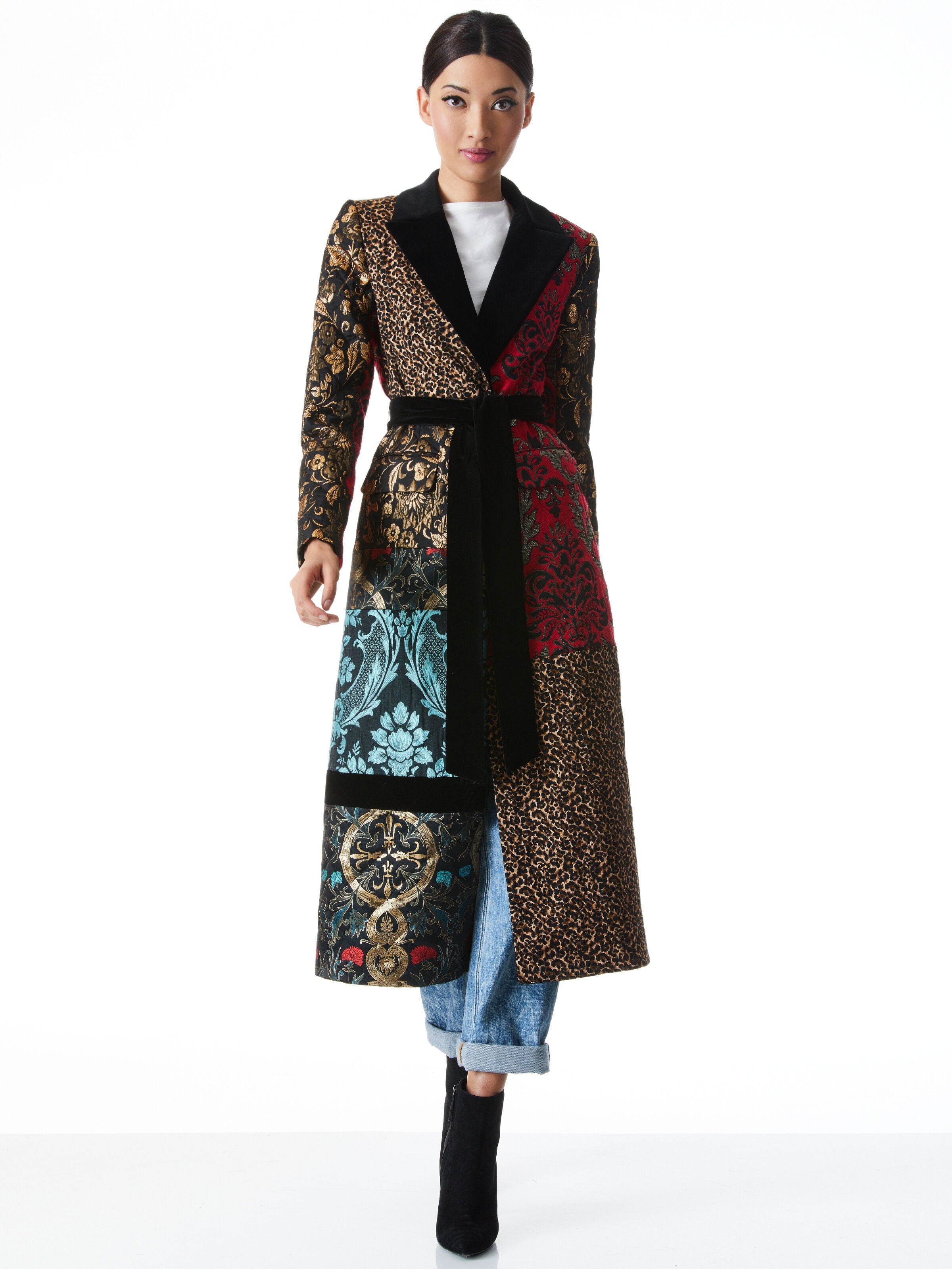 JOELLE QUILTED PATCHWORK COAT-BLK MULTI-ALICE + OLIVIA