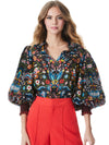 APRIL EMBROIDERED FLORAL BLOUSE-SANTA MONICA MULTI-ALICE + OLIVIA