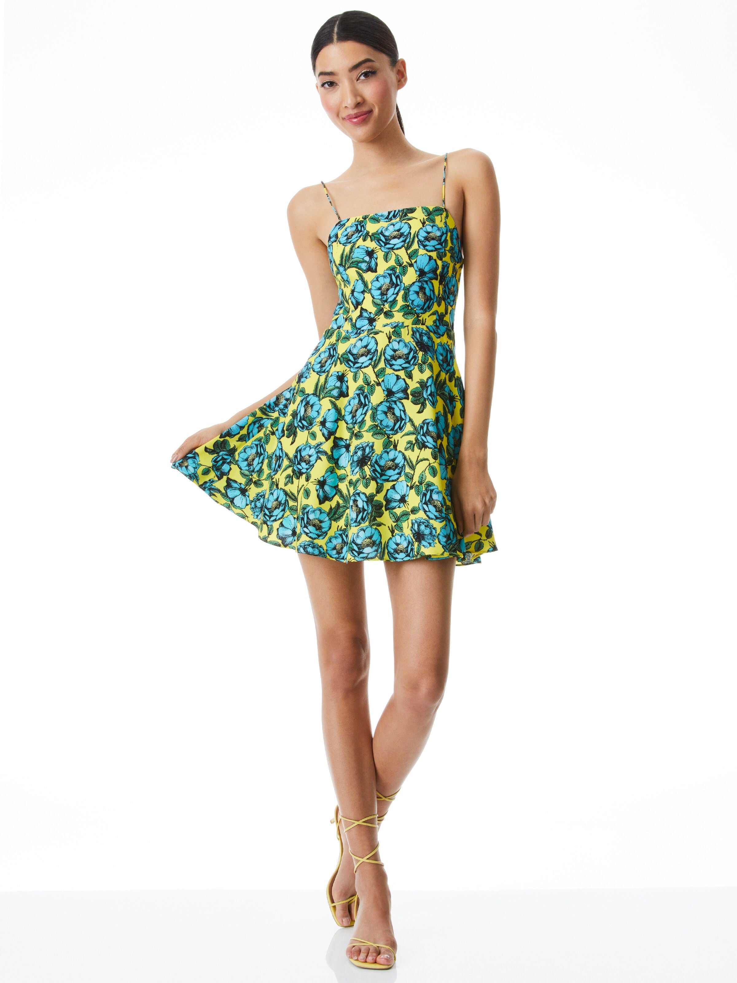 GLINDA SPAGHETTI STRAP DRESS-BEACH BLISS SUNFLOWER-ALICE + OLIVIA