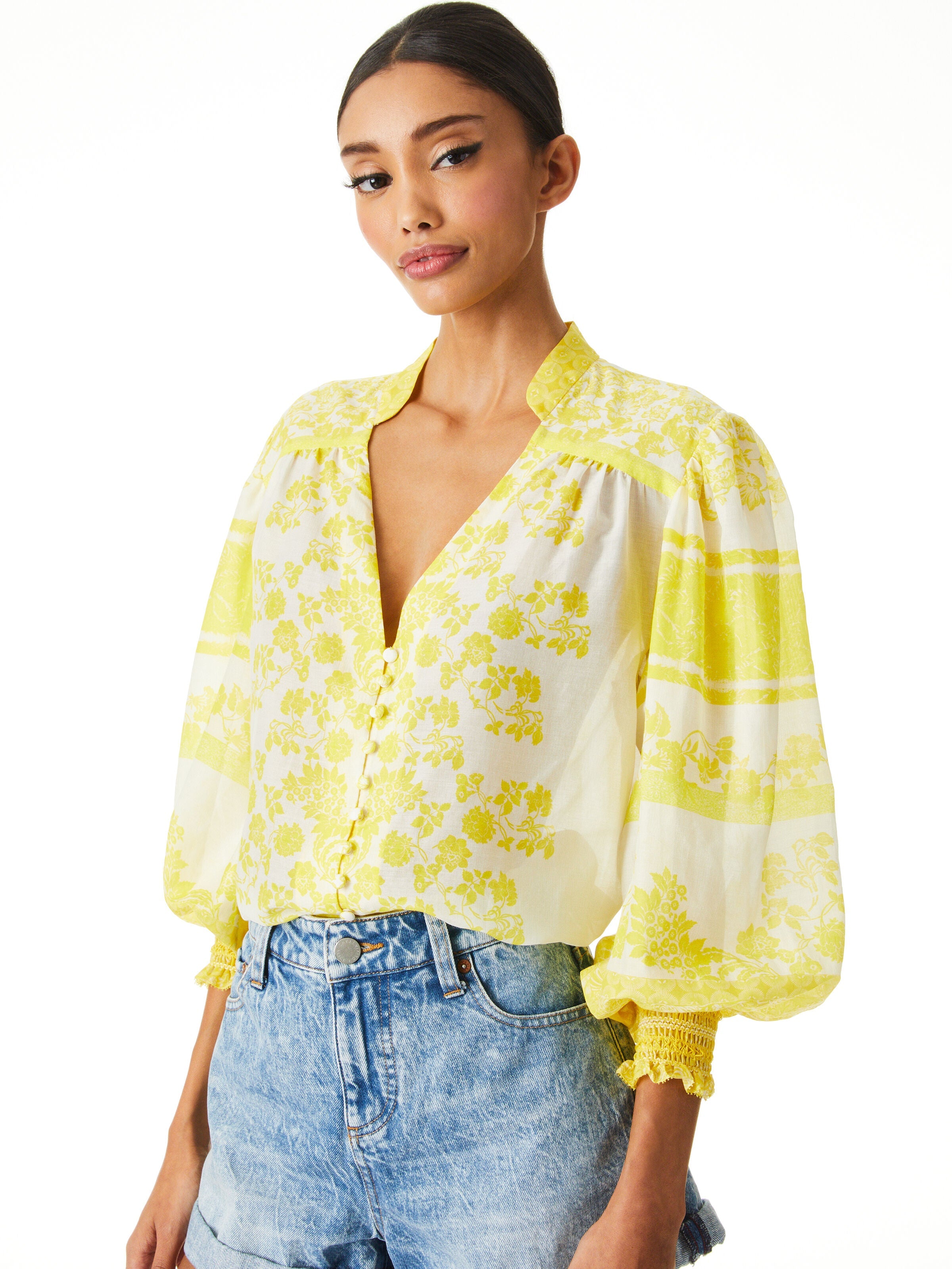 SERENA MANDARIN COLLAR BLOUSE-ALICE + OLIVIA