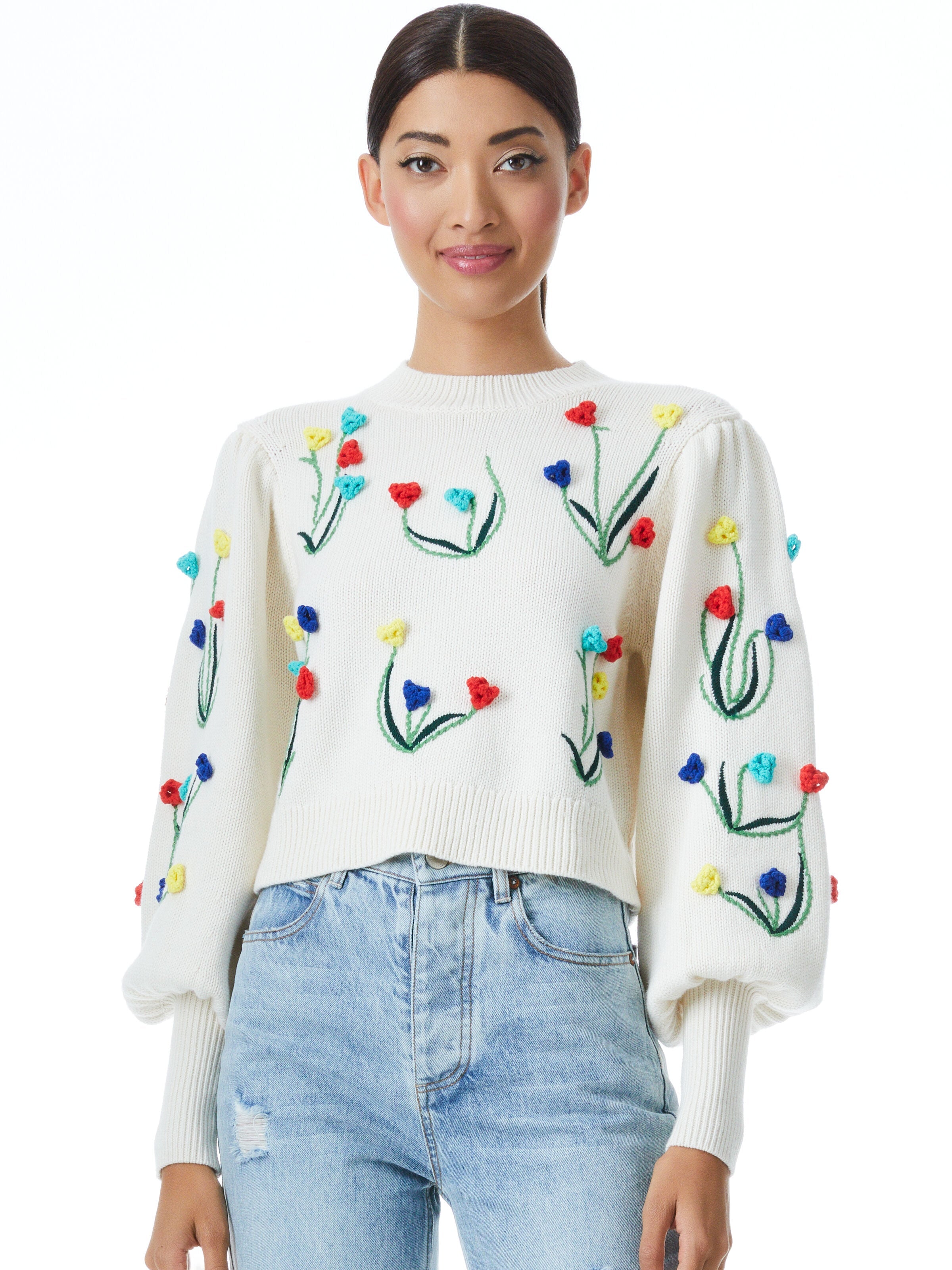 WENDELL CROCHET CREWNECK SWEATER-ALICE + OLIVIA