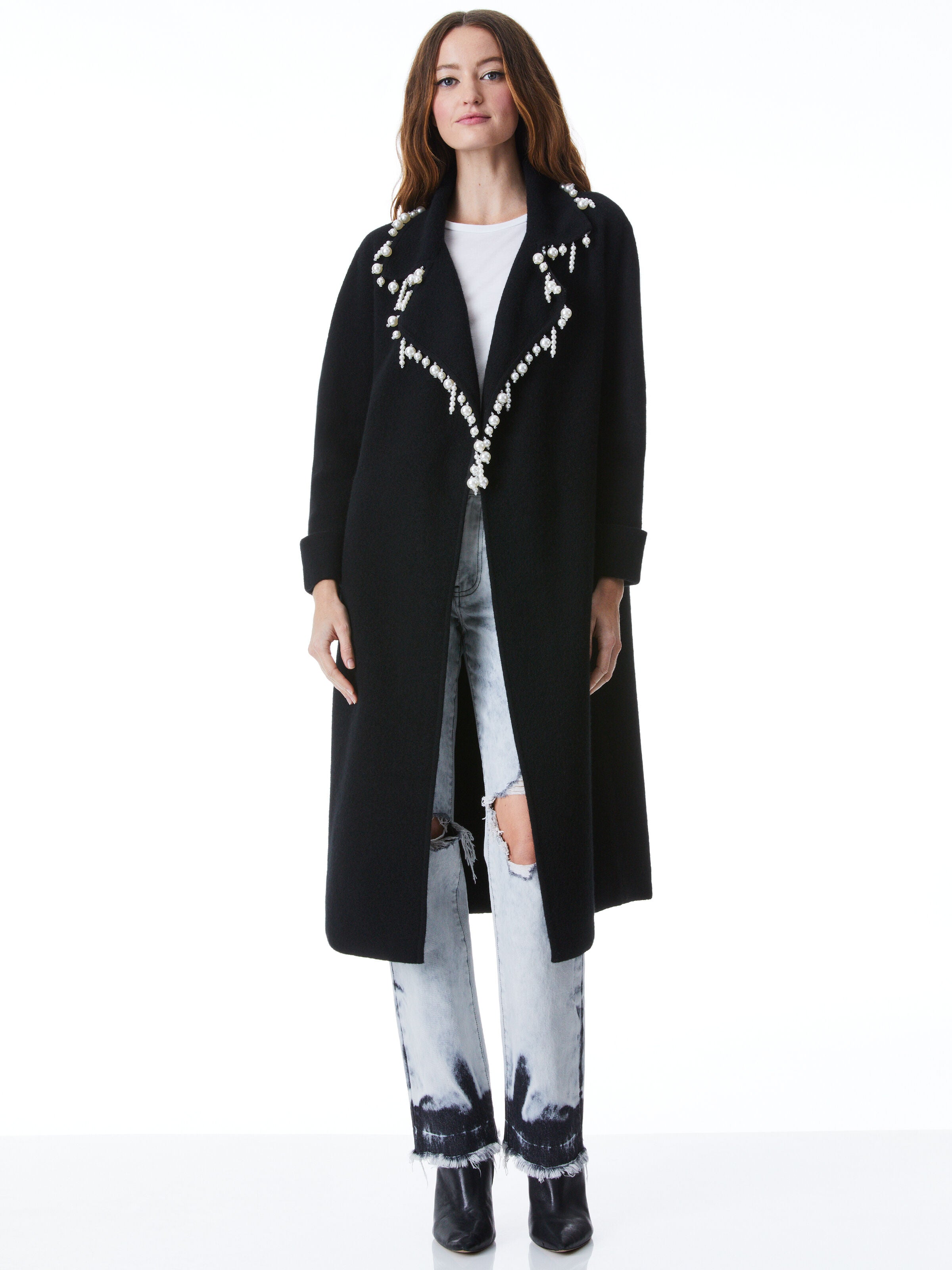 DELINDA EMBELLISHED WOOL SWEATER COAT-ALICE + OLIVIA