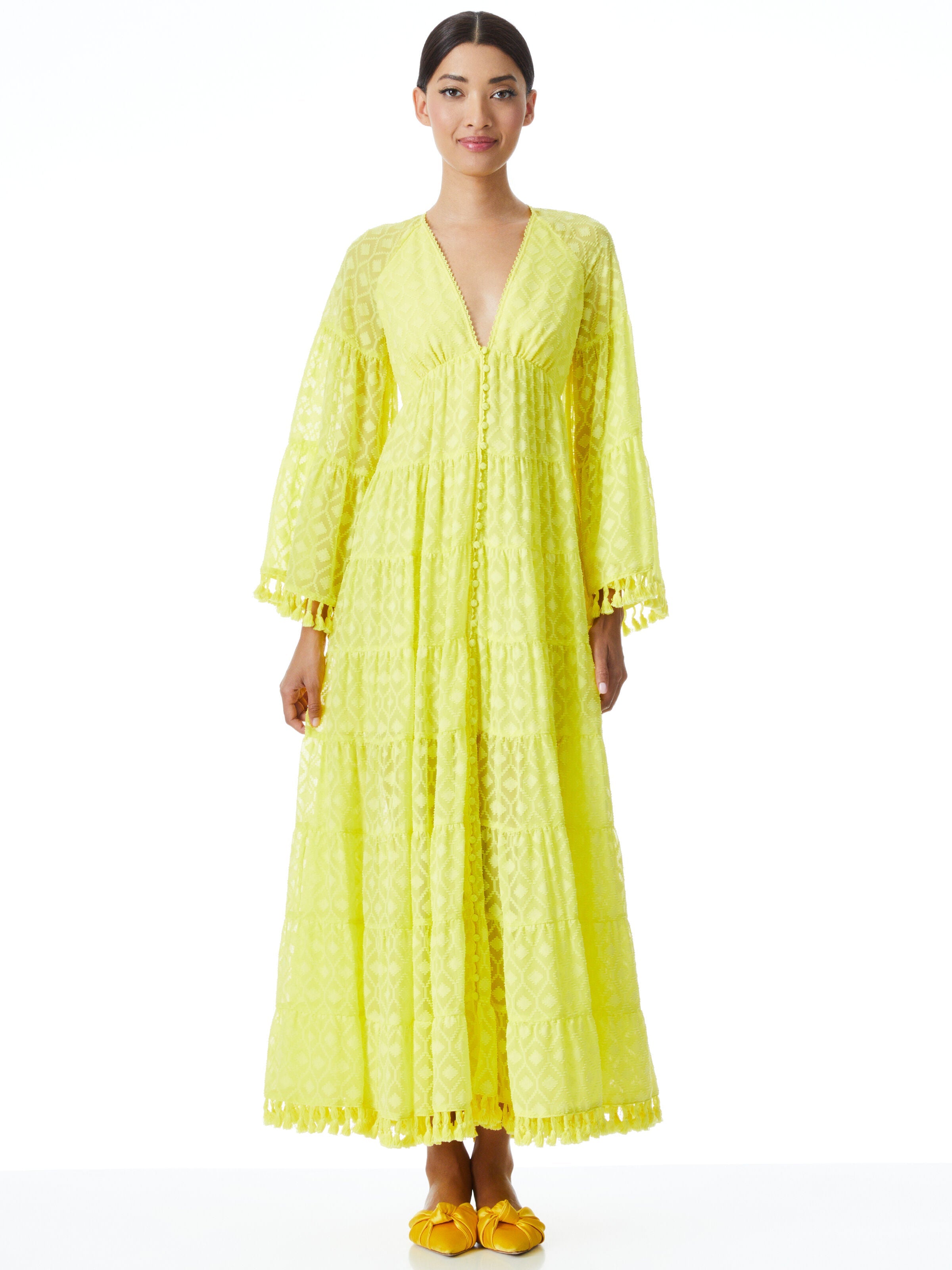 ALEXANDRIA OPEN BACK TASSEL MAXI DRESS-ALICE + OLIVIA