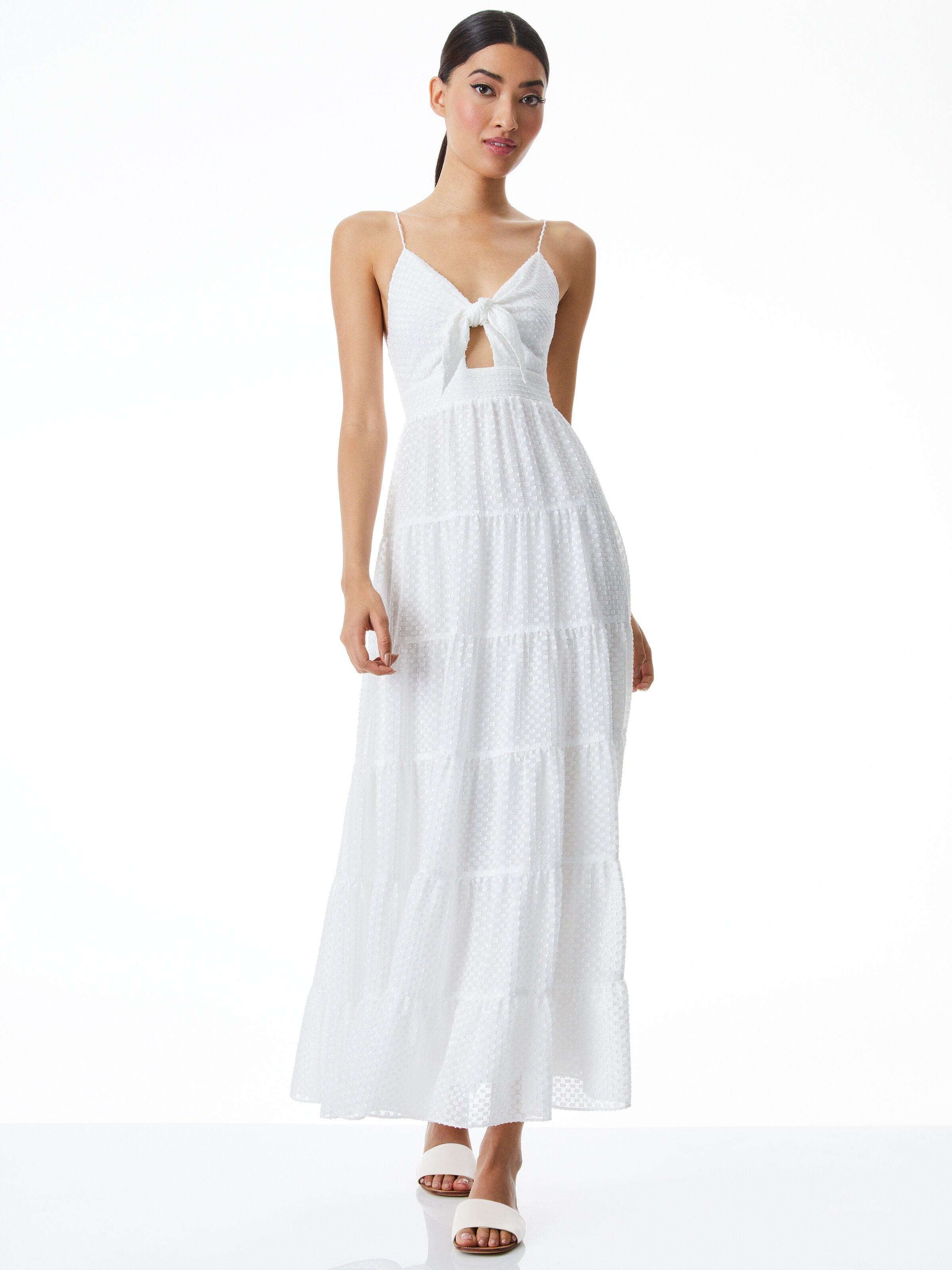 MINKA TIE FRONT MAXI DRESS-OFF WHITE-ALICE + OLIVIA