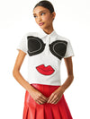 MARSHA STACE FACE CROPPED POLO-WHITE/MULTI-ALICE + OLIVIA
