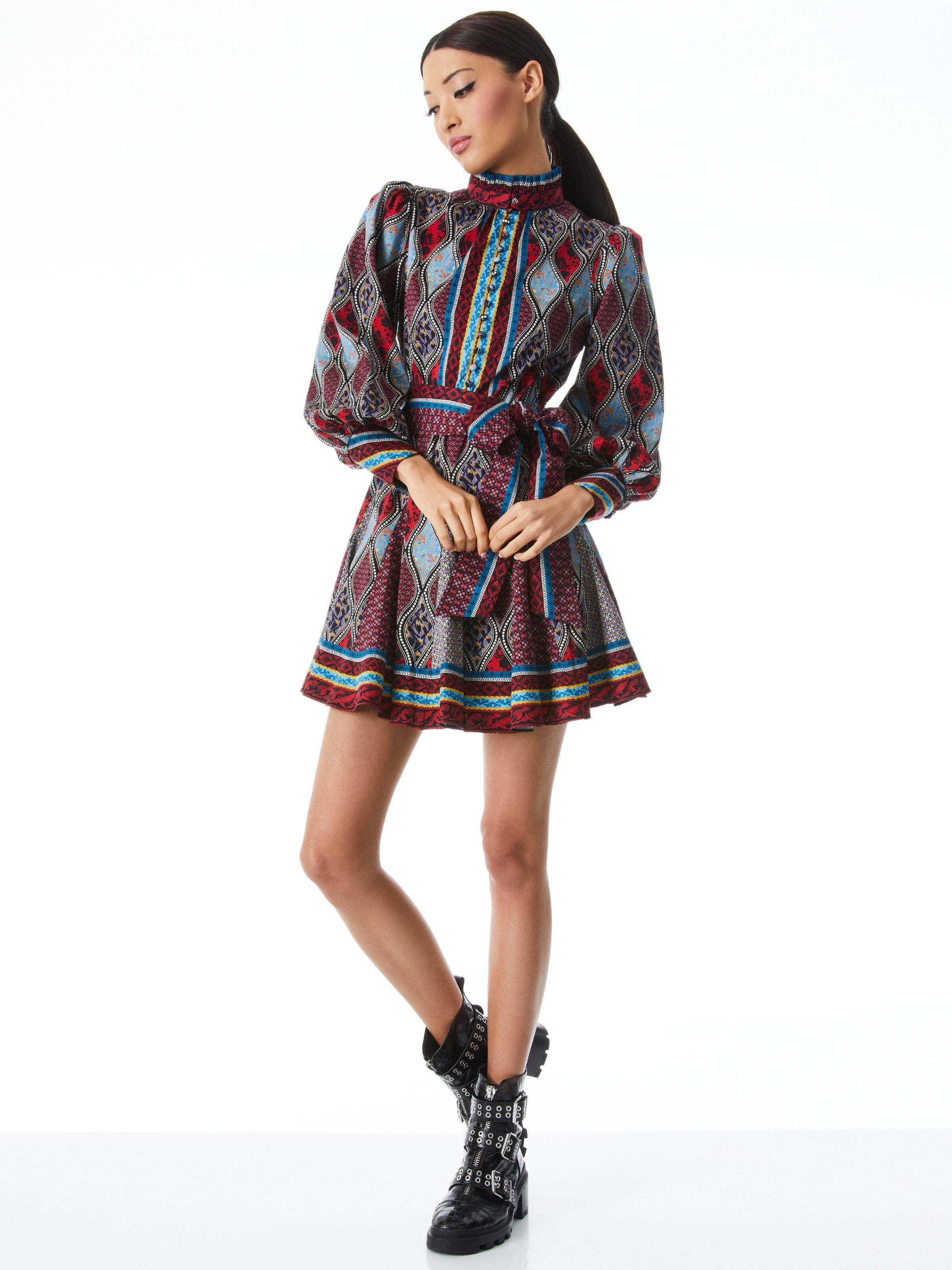 MINA BELTED MINI DRESS-ALICE + OLIVIA