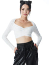 ANNIS TWIST FRONT CROPPED PULLOVER-Black-ALICE + OLIVIA