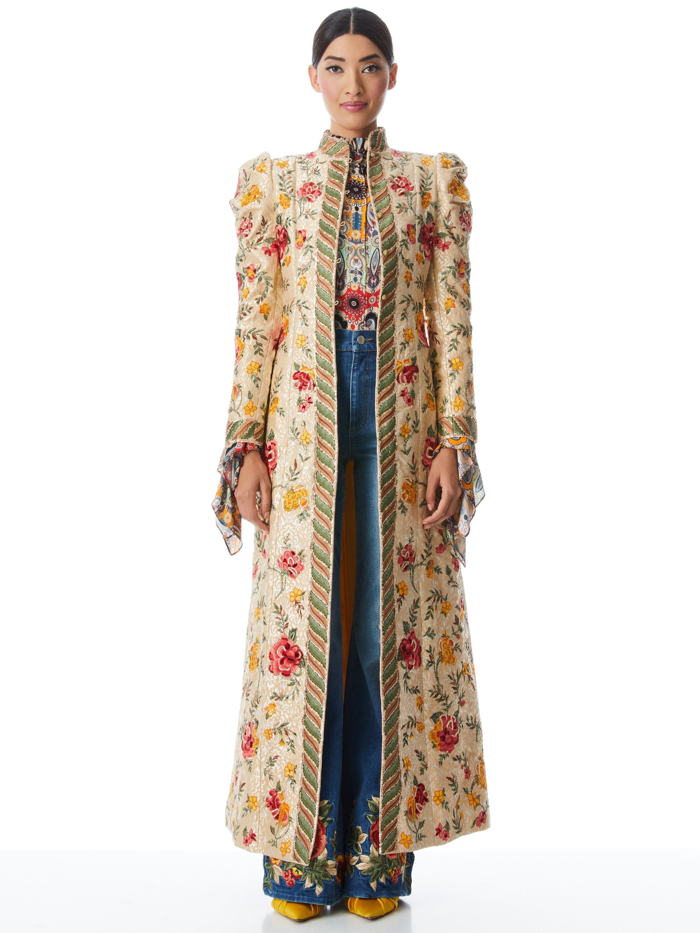 THOMAS PUFF SLEEVE EMBROIDERED MAXI COAT