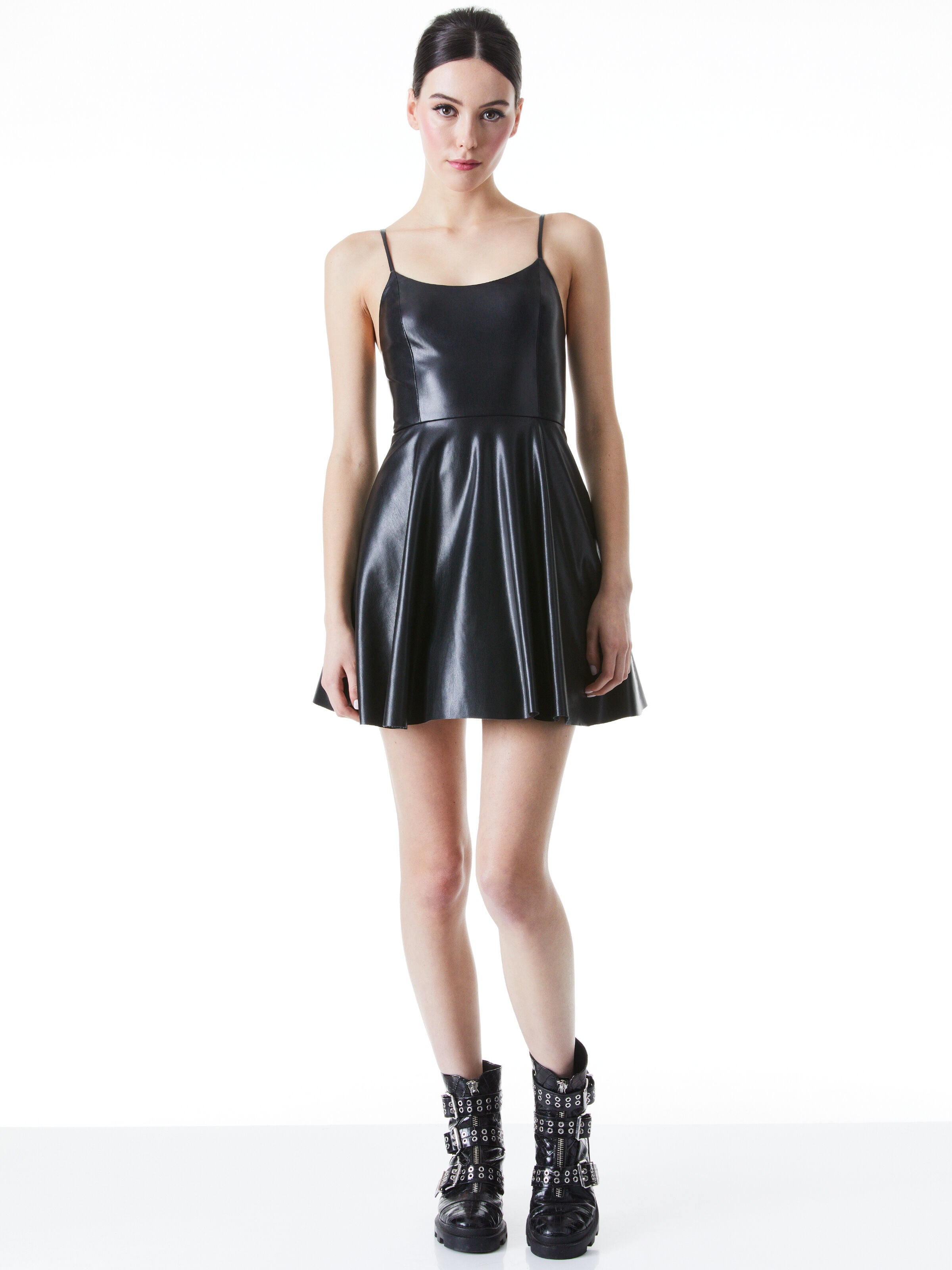ROME VEGAN LEATHER MINI DRESS-ALICE + OLIVIA