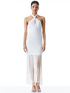 STEPH TWIST NECK FRINGE DRESS-ALICE + OLIVIA