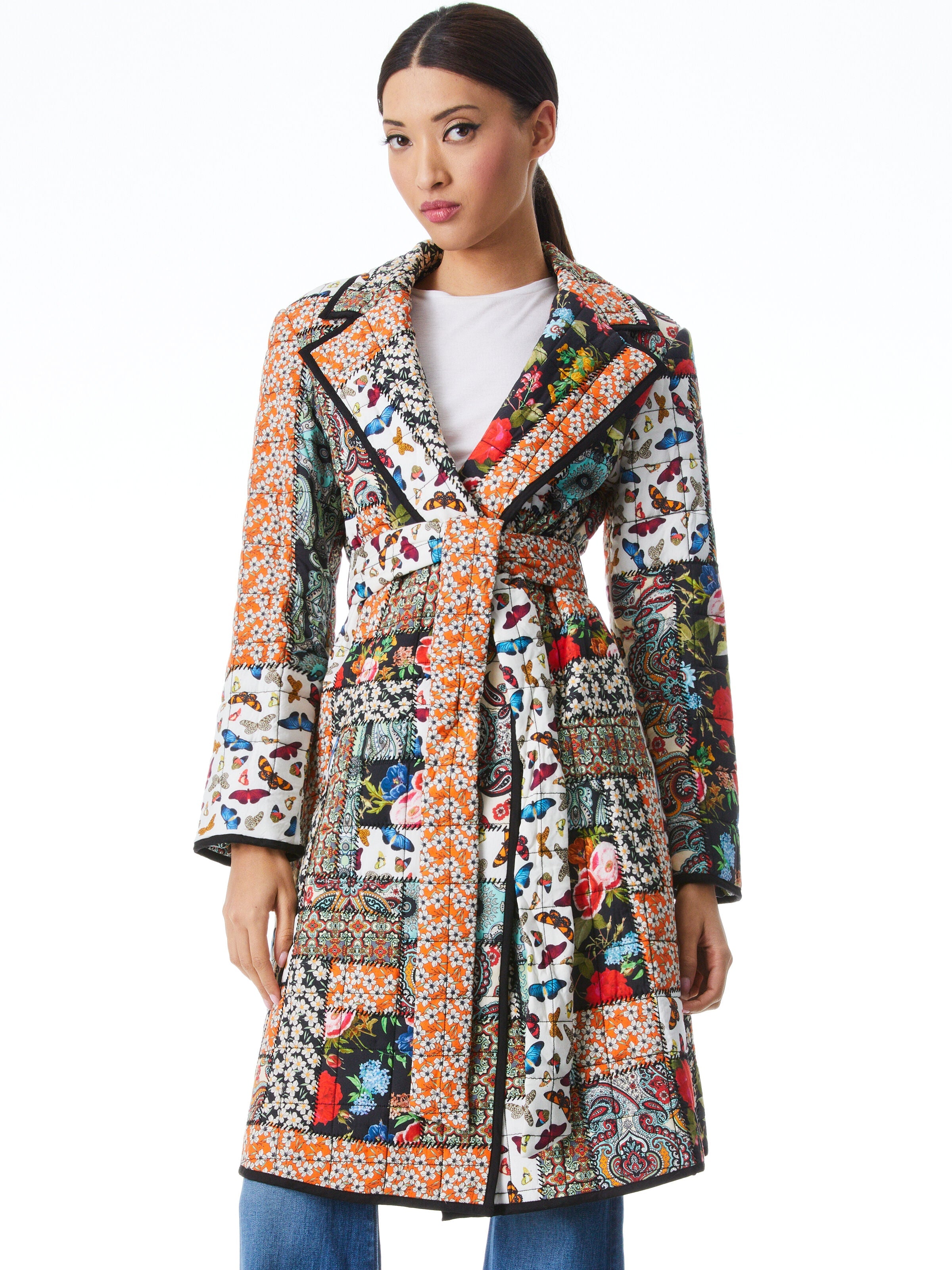 MOYA QUILTED PATCHWORK BELTED COAT-MULTI/BLACK-ALICE + OLIVIA