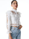 MARLO EYELET RUFFLE BLOUSE-OFF WHITE-ALICE + OLIVIA