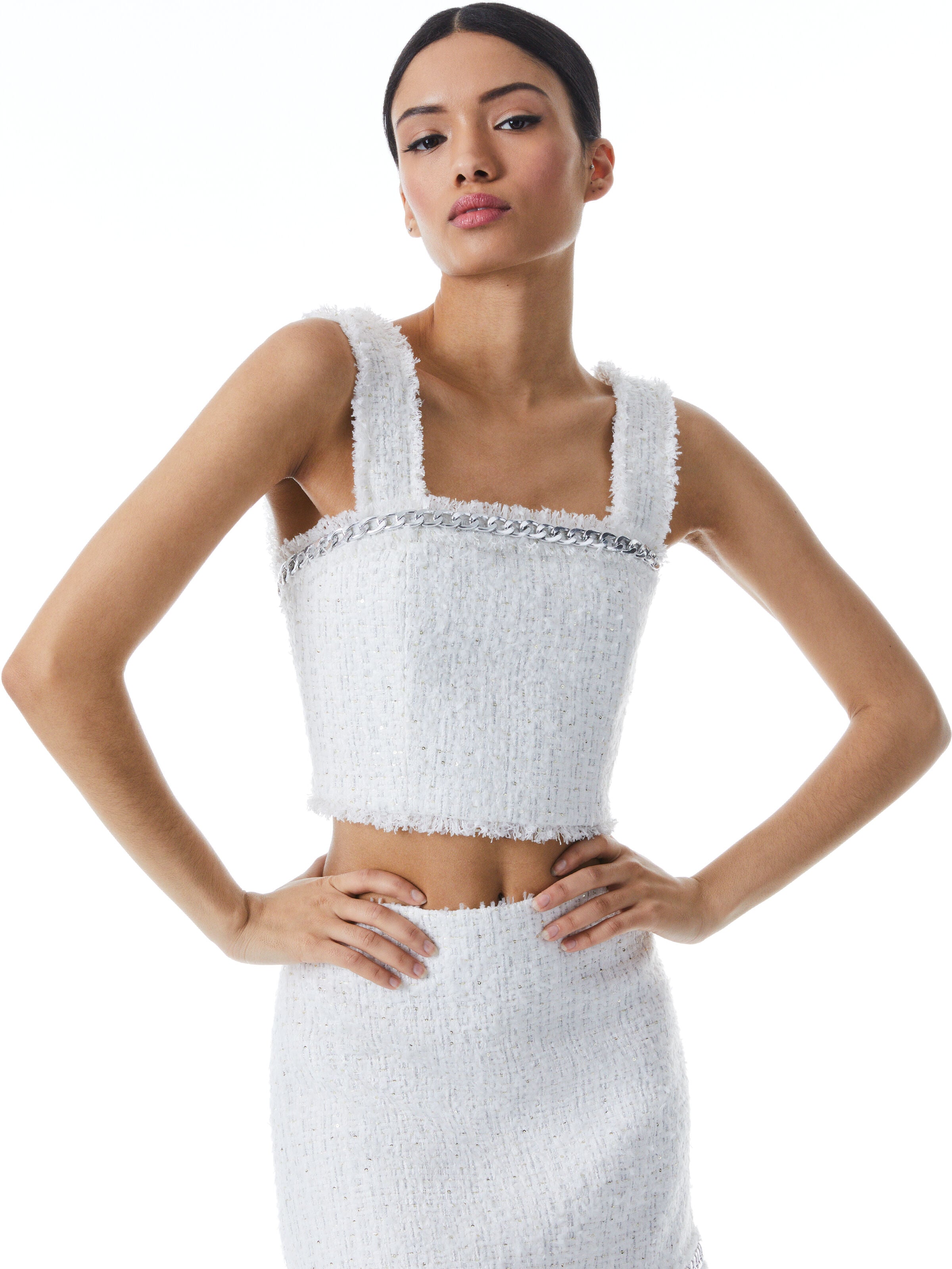 CORALIE CROP TOP WITH CHAIN TRIM-ALICE + OLIVIA
