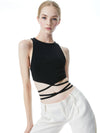 LATIA STRAPPY TIE WAIST KNIT TANK-Black-ALICE + OLIVIA