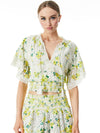 TABITHA EYELET RUFFLE SLEEVE CROPPED BLOUSE-ALICE + OLIVIA