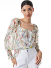 ROWA SMOCKED CUFF SQUARE NECK TOP-FLEUR OFF WHITE/MULTI-ALICE + OLIVIA