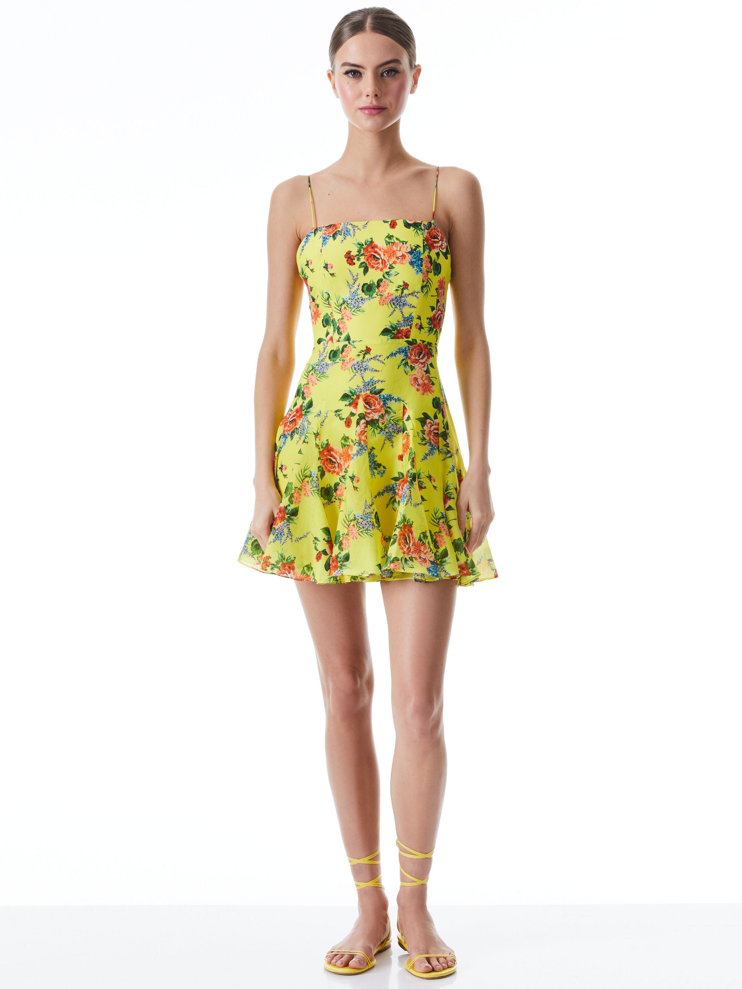 GINNY SPAGHETTI STRAP GODET DRESS-ALICE + OLIVIA