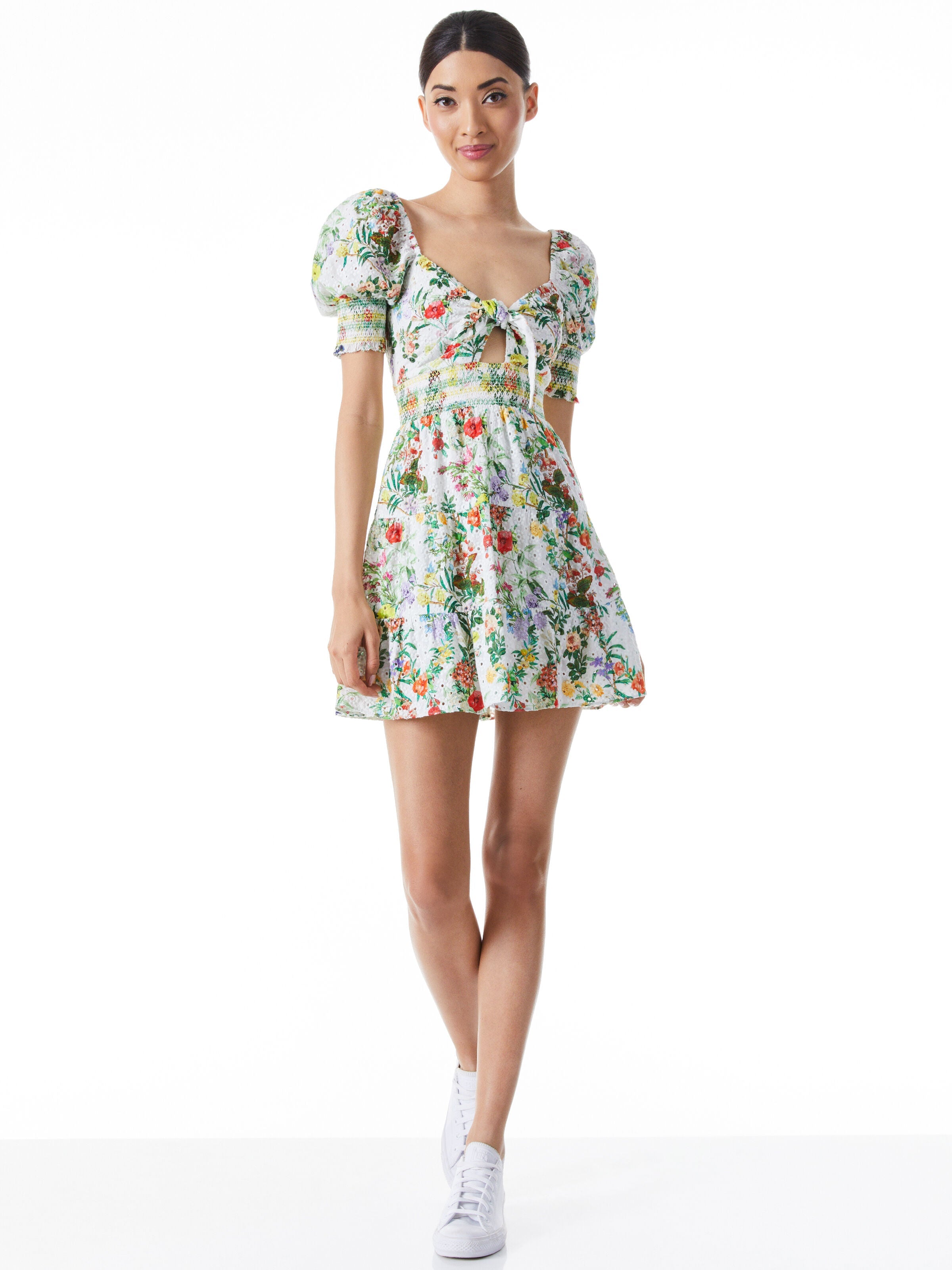 KRISTIE SWEETHEART PUFF SLEEVE MINI DRESS-ALICE + OLIVIA