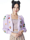 MORITA FLORAL PUFF SLEEVE CARDIGAN-LAVENDER MULTI-ALICE + OLIVIA