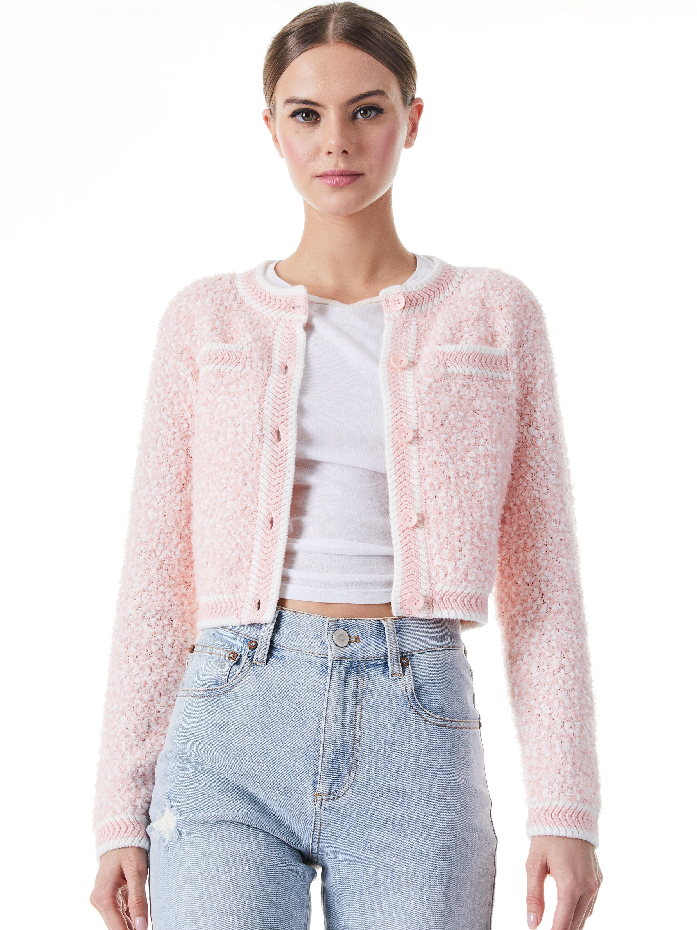 NOELLA CREW NECK CROPPED CARDIGAN-ALICE + OLIVIA