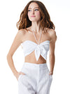 LIVIA TIE FRONT HALTER TOP-ALICE + OLIVIA