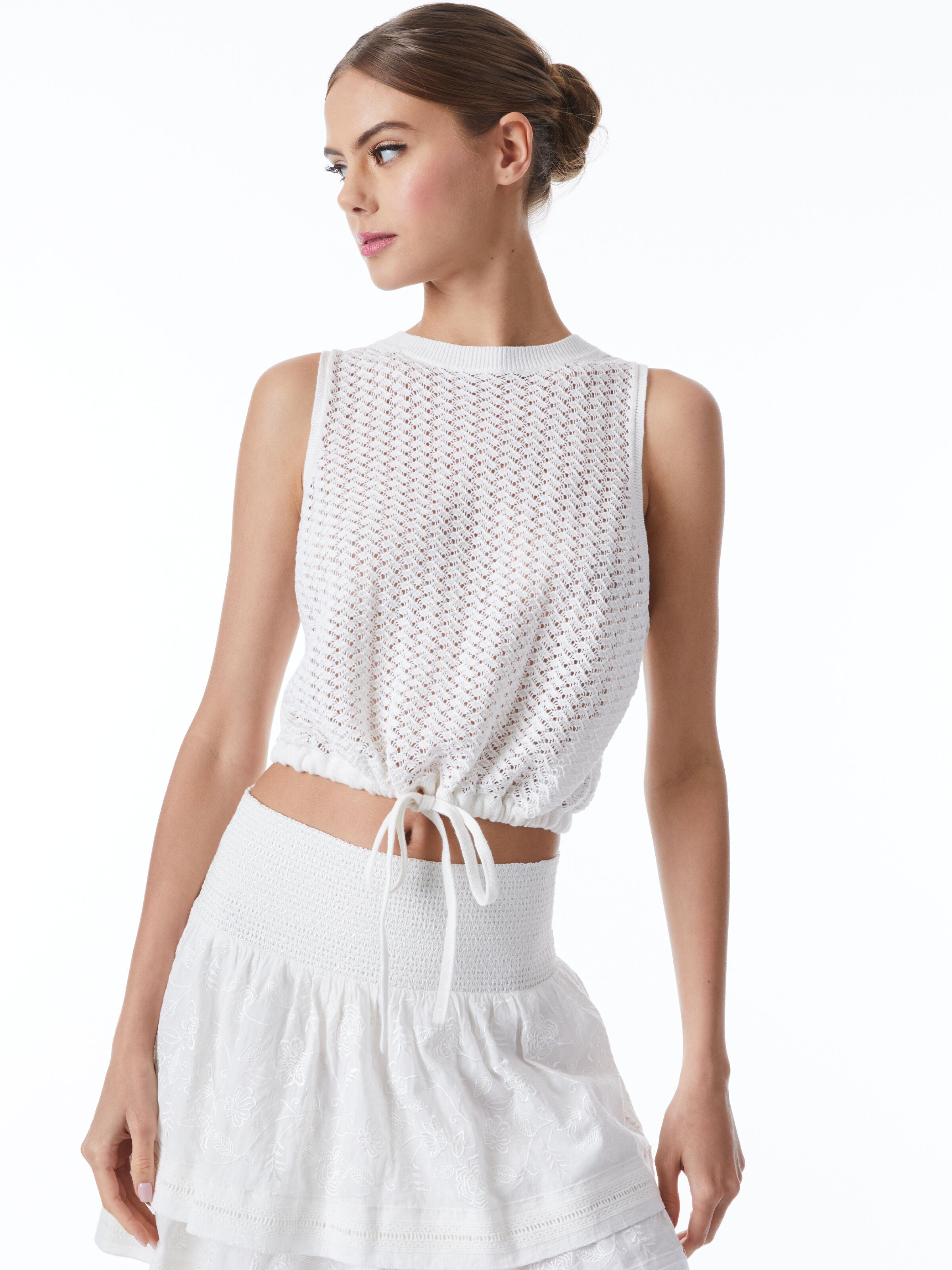 TEVIN CROPPED DRAWSTRING HEM TANK-ALICE + OLIVIA