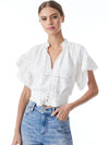 TABITHA RUFFLE SLEEVE CROPPED BLOUSE-OFF WHITE-ALICE + OLIVIA