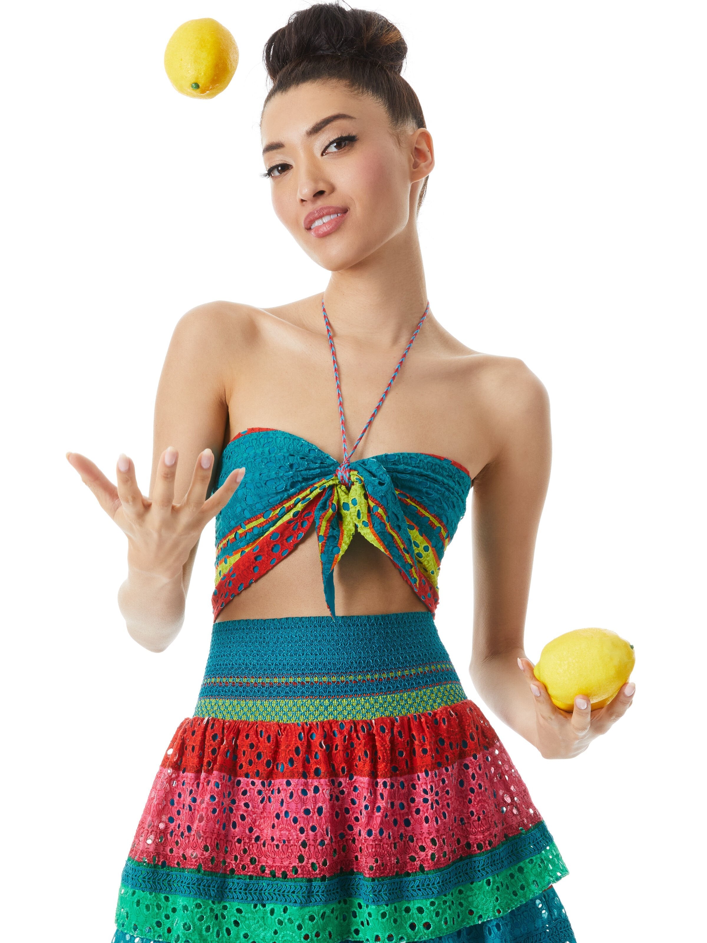 LIVIA TIE FRONT HALTER TOP-ALICE + OLIVIA