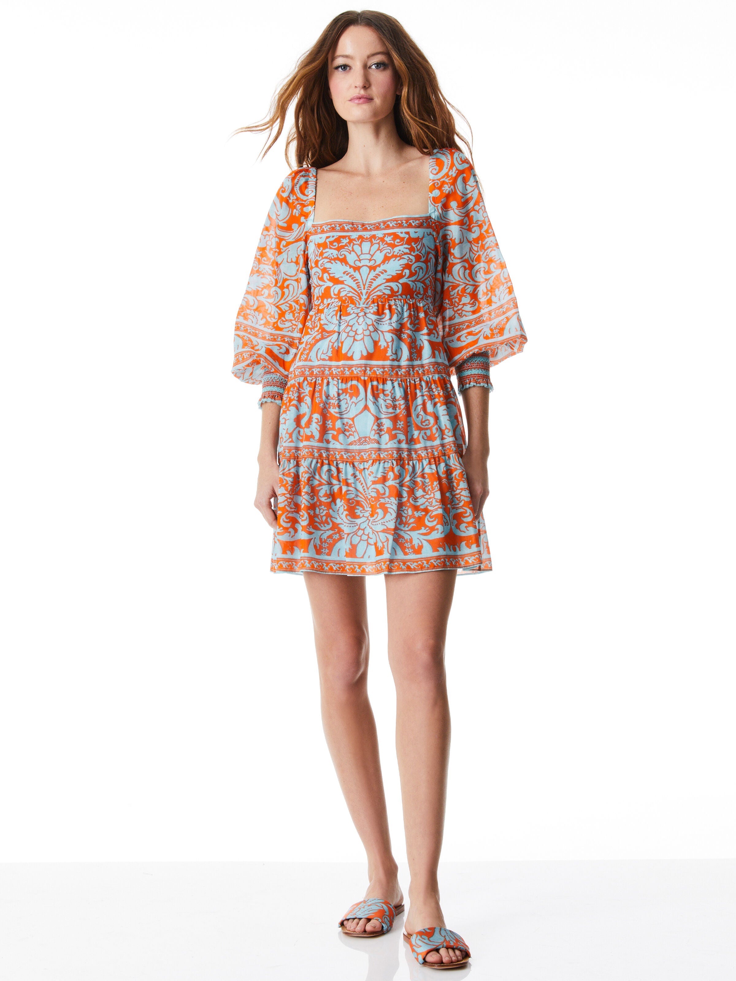 ROWEN TIERED SQUARE NECK BABYDOLL DRESS