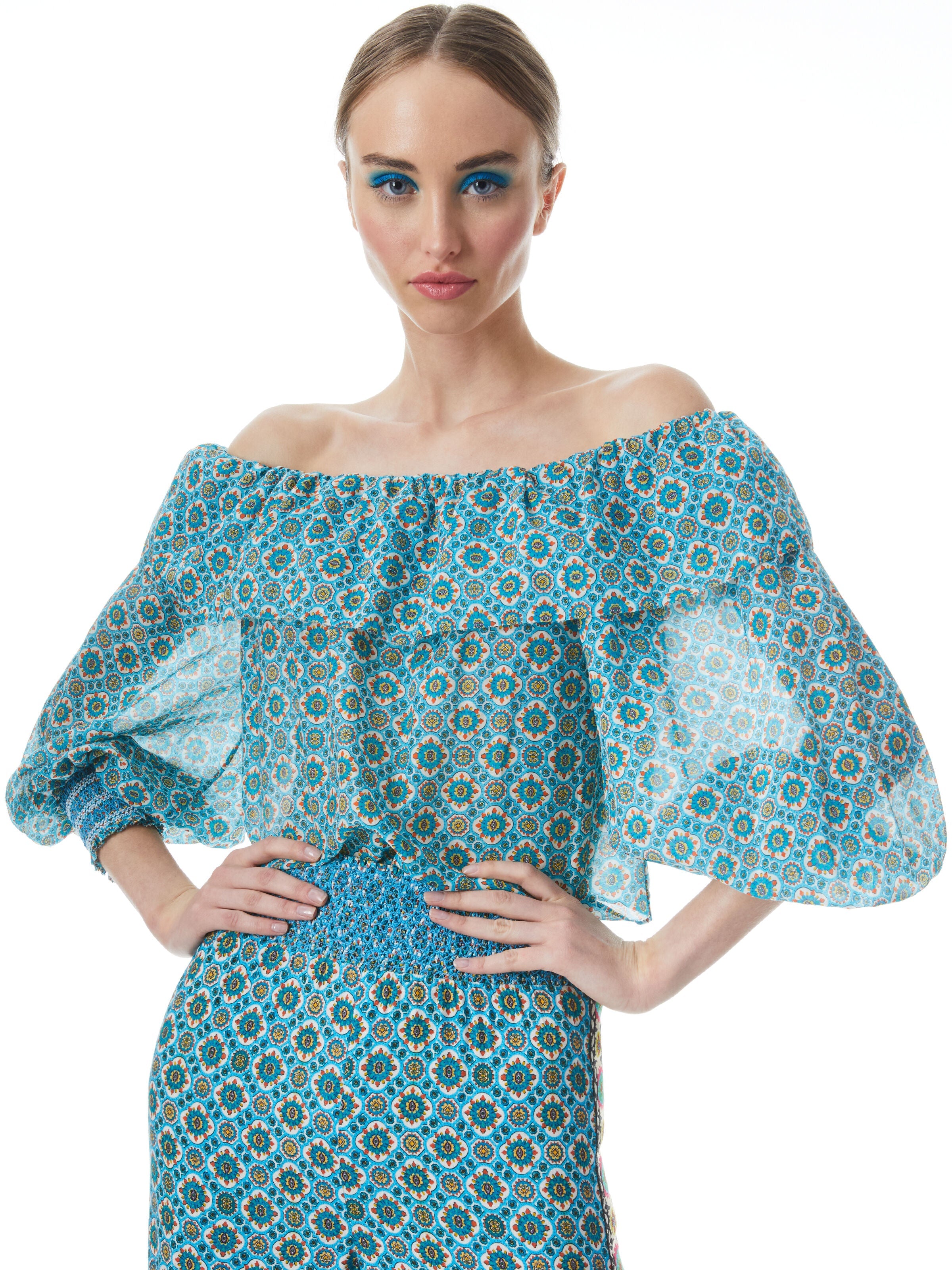 ALTA OFF THE SHOULDER RUFFLE BLOUSE-ALICE + OLIVIA
