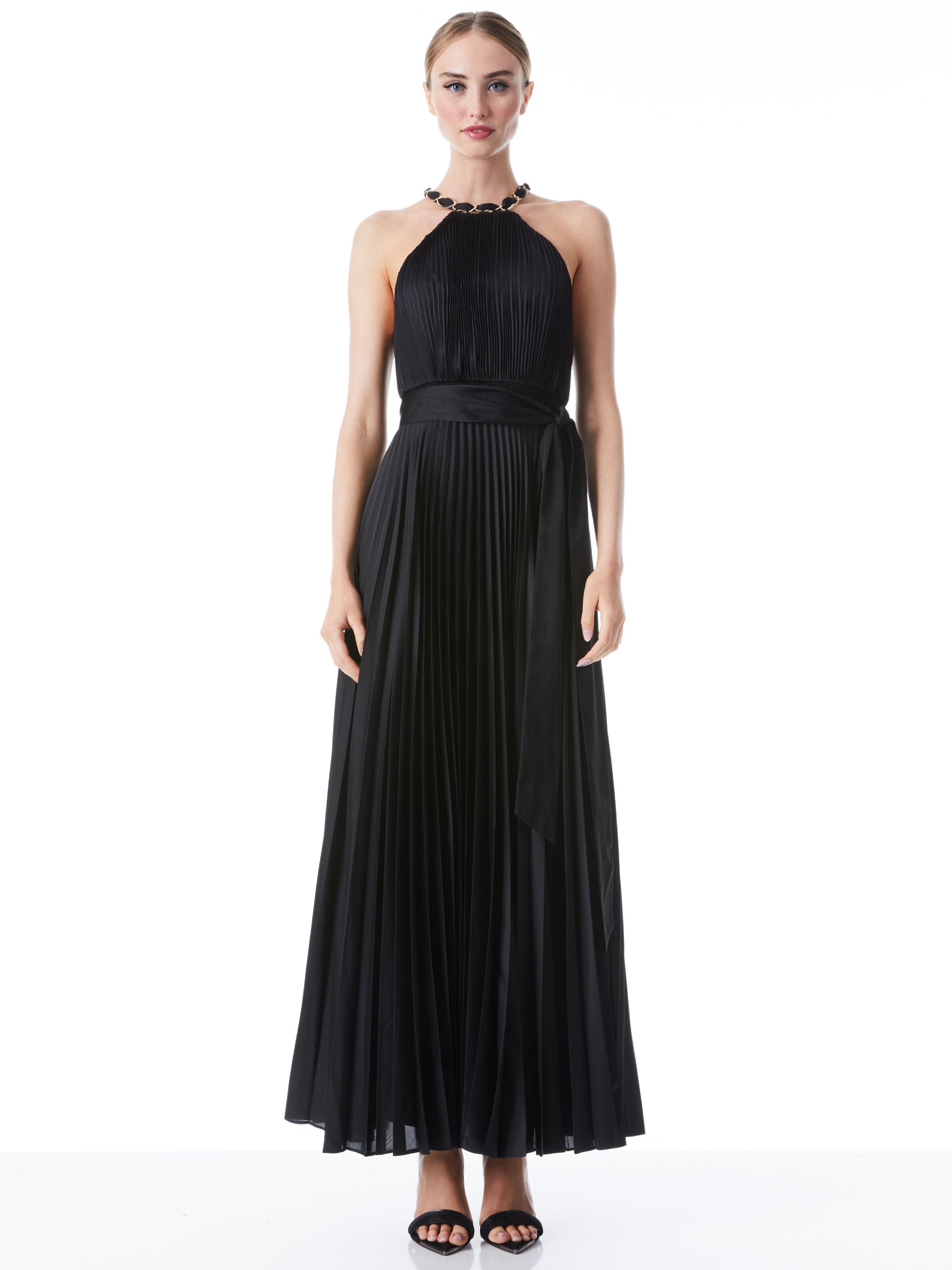 ALYCIA CHAIN NECK BELTED MAXI DRESS-ALICE + OLIVIA