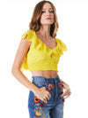 BLEEKER EYELET SMOCKED CROP TOP-OFF WHITE-ALICE + OLIVIA