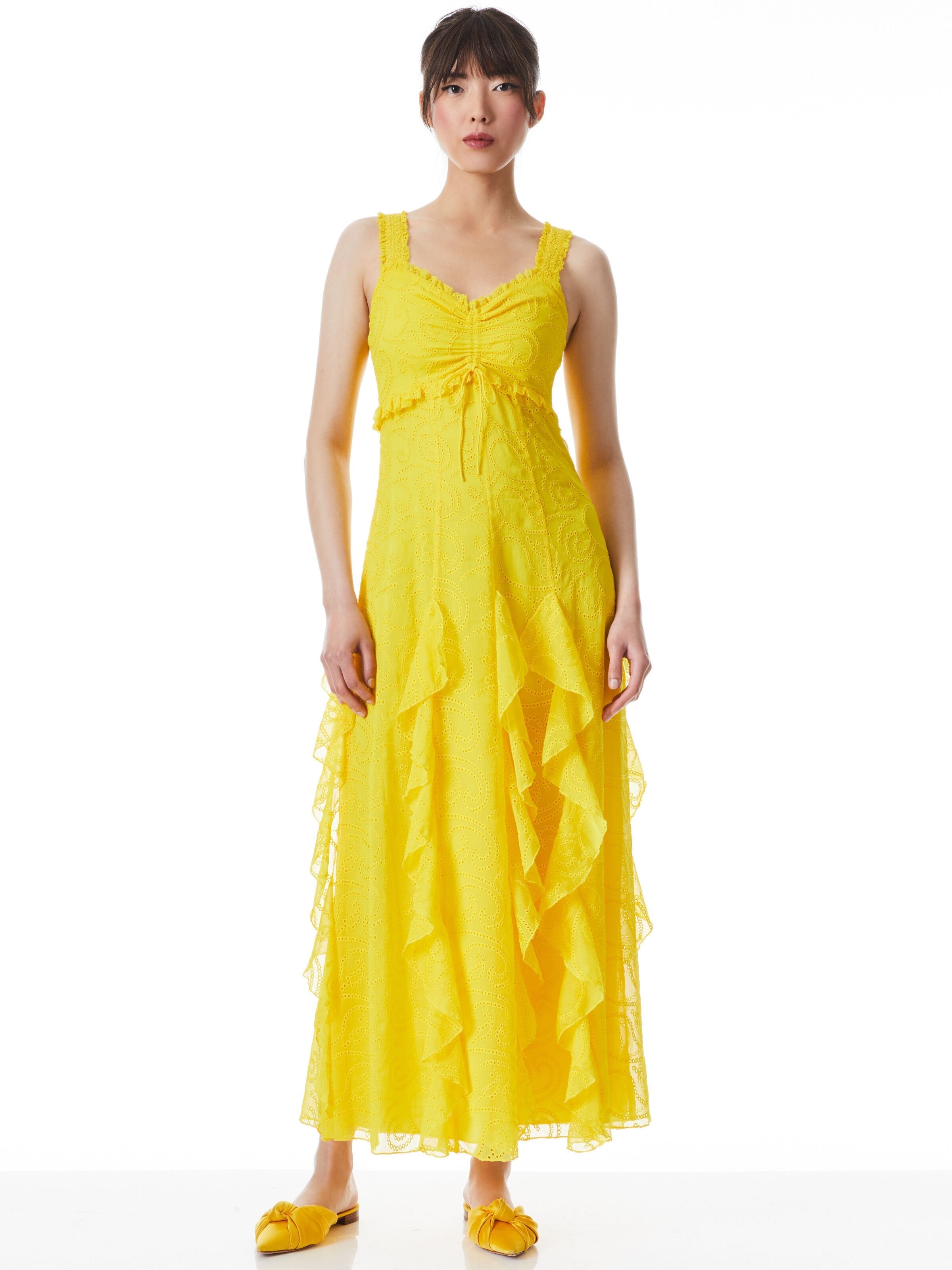 RUE EMPIRE WAIST GODET MAXI DRESS-ALICE + OLIVIA