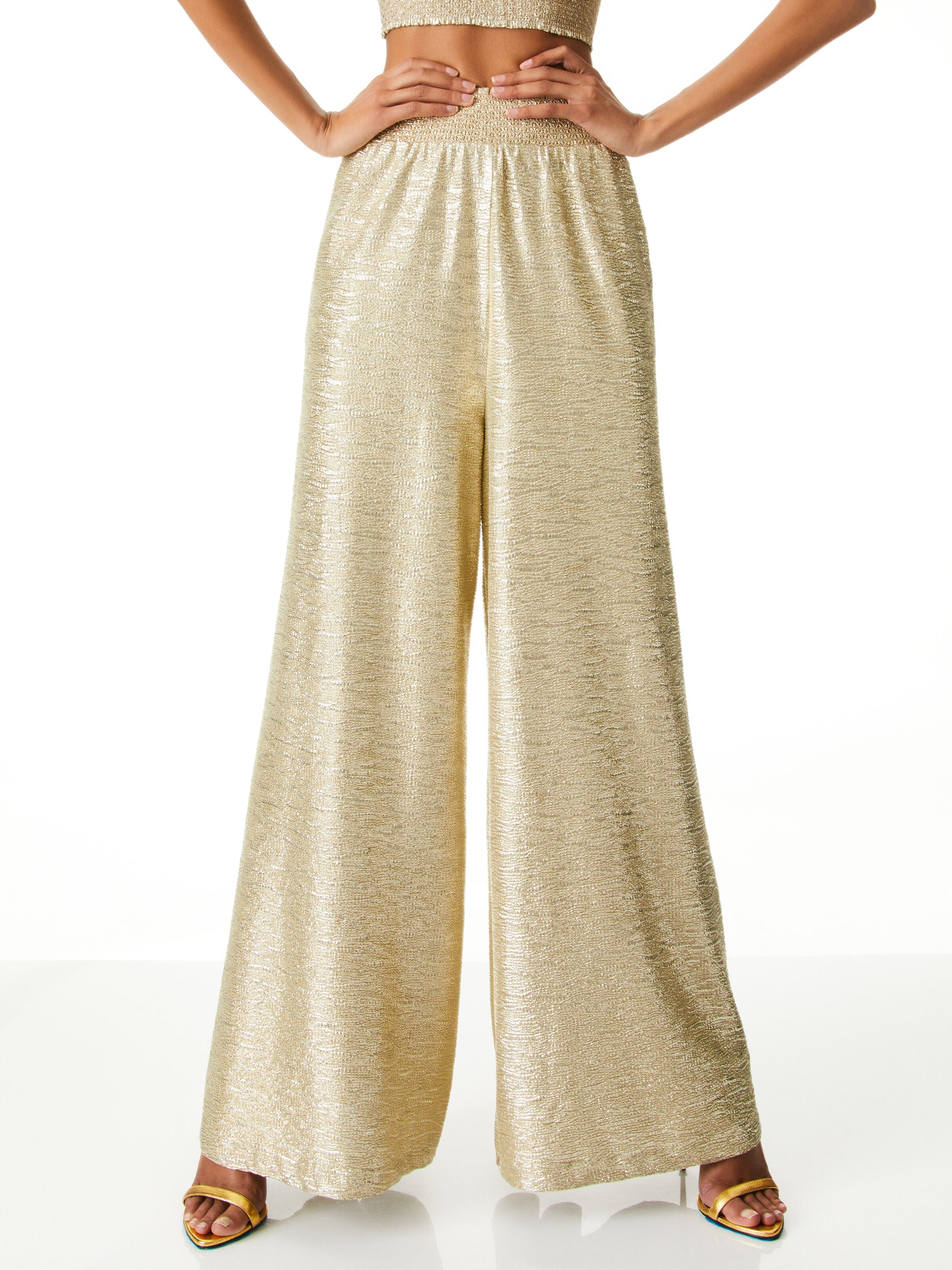 JANELLA SMOCKED WAIST WIDE LEG PANT-ALICE + OLIVIA