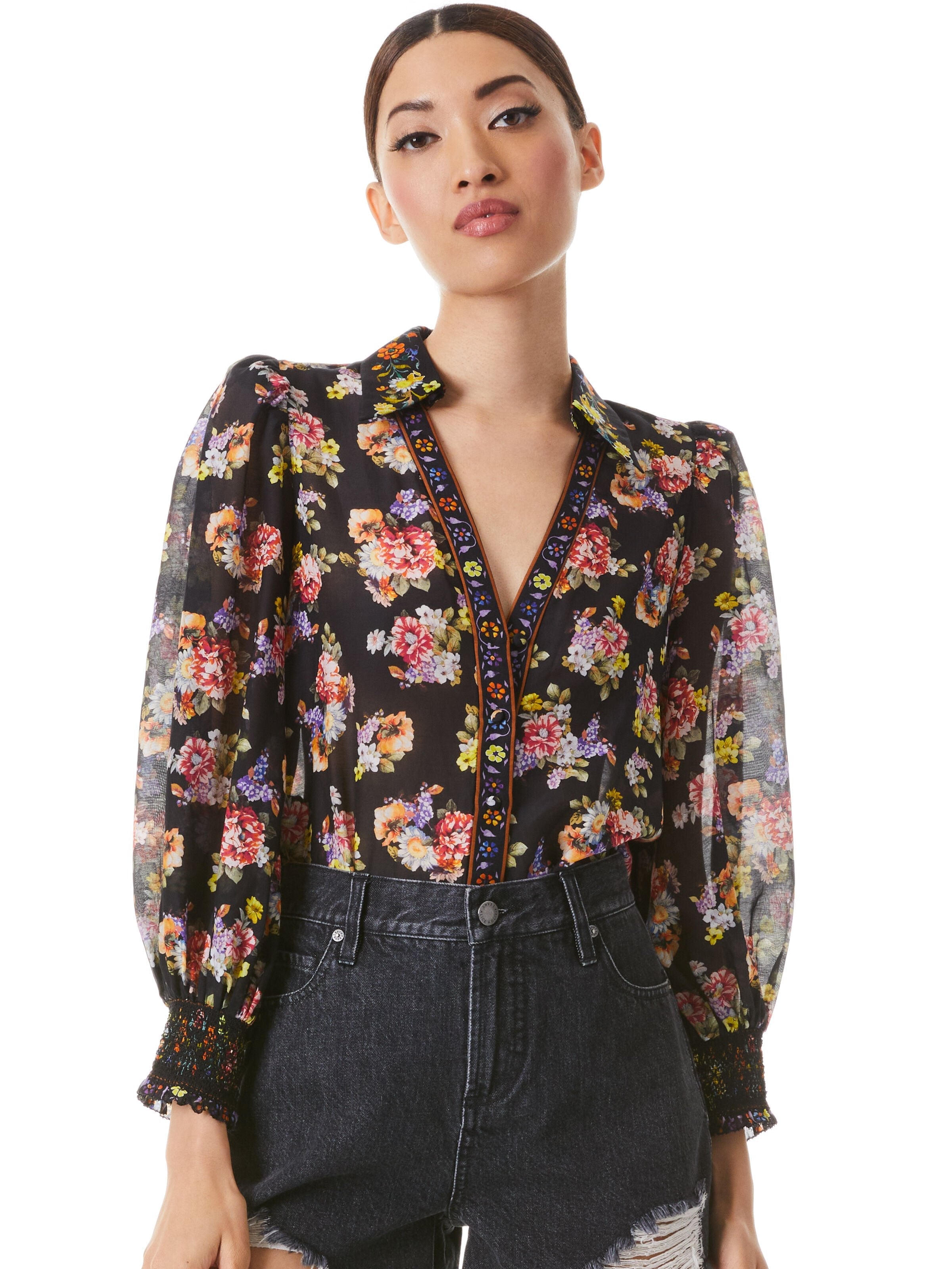 COSIMA BUTTON DOWN BLOUSE-ALICE + OLIVIA