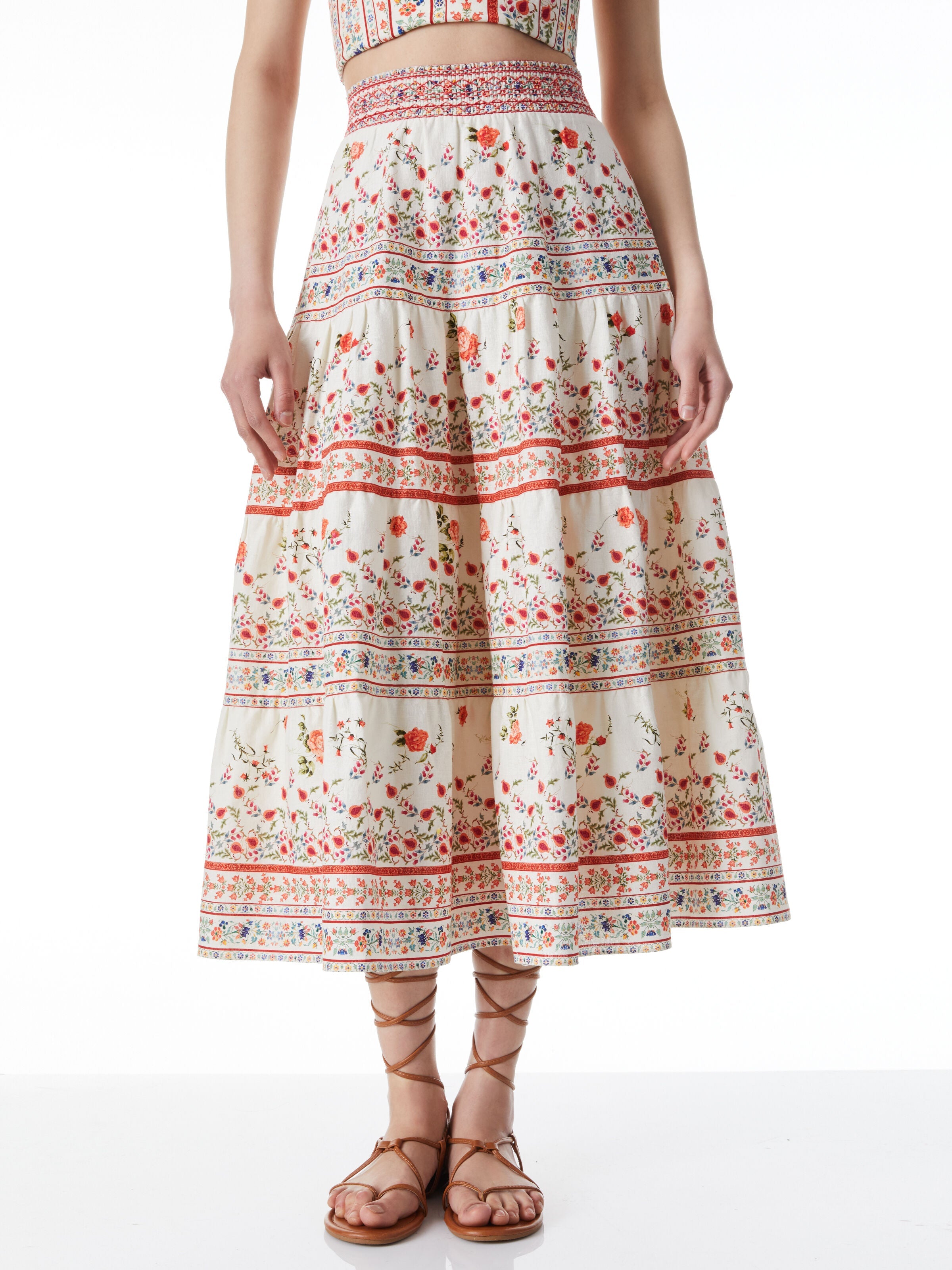 MELONY SMOCKED WAIST BAND SHIRRED SKIRT-ALICE + OLIVIA