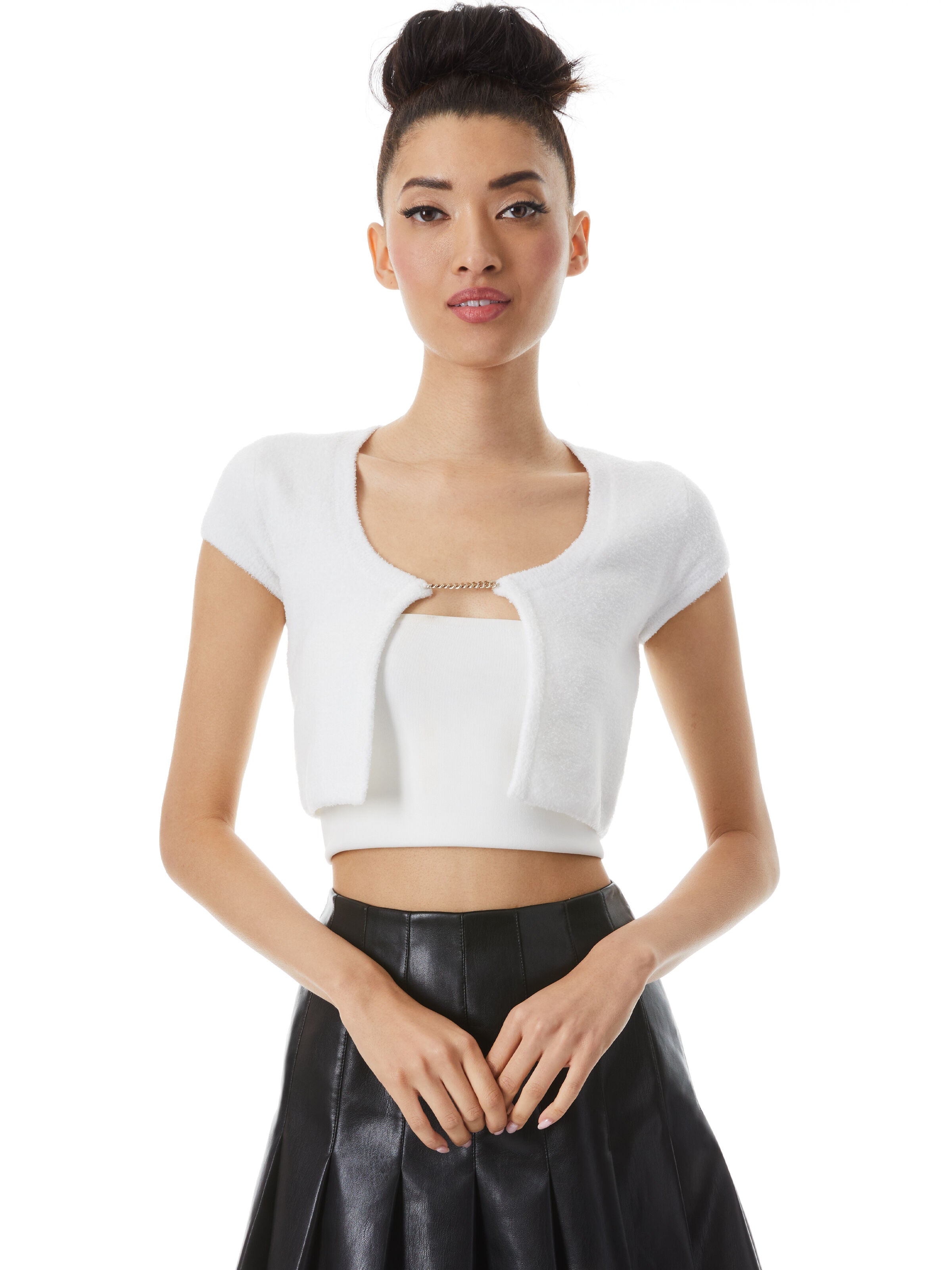 RINA CROPPED OPEN PULLOVER-ALICE + OLIVIA