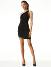 BINNIE ASYMMETRIC RUCHED MINI DRESS-ALICE + OLIVIA