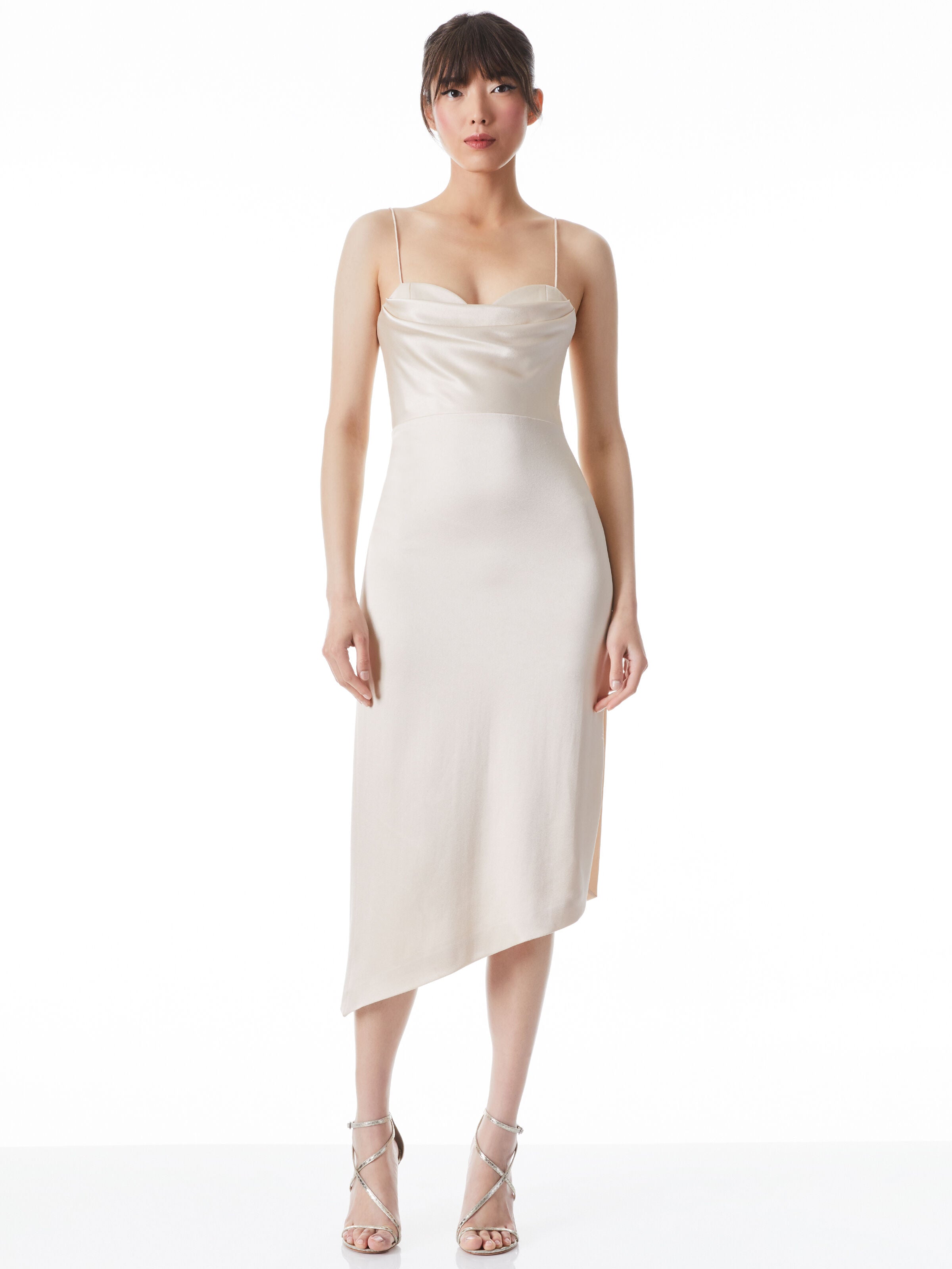 KIYOKO COWL NECK BUSTIER MIDI DRESS-ALICE + OLIVIA