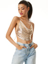 SHEENA DRAPEY CHAINMAIL SLIP TANK-PALE GOLD-ALICE + OLIVIA